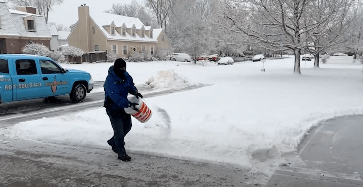deicing and salting a residential driveway
